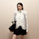 Women's Short V-Neck Fox Fur Vest